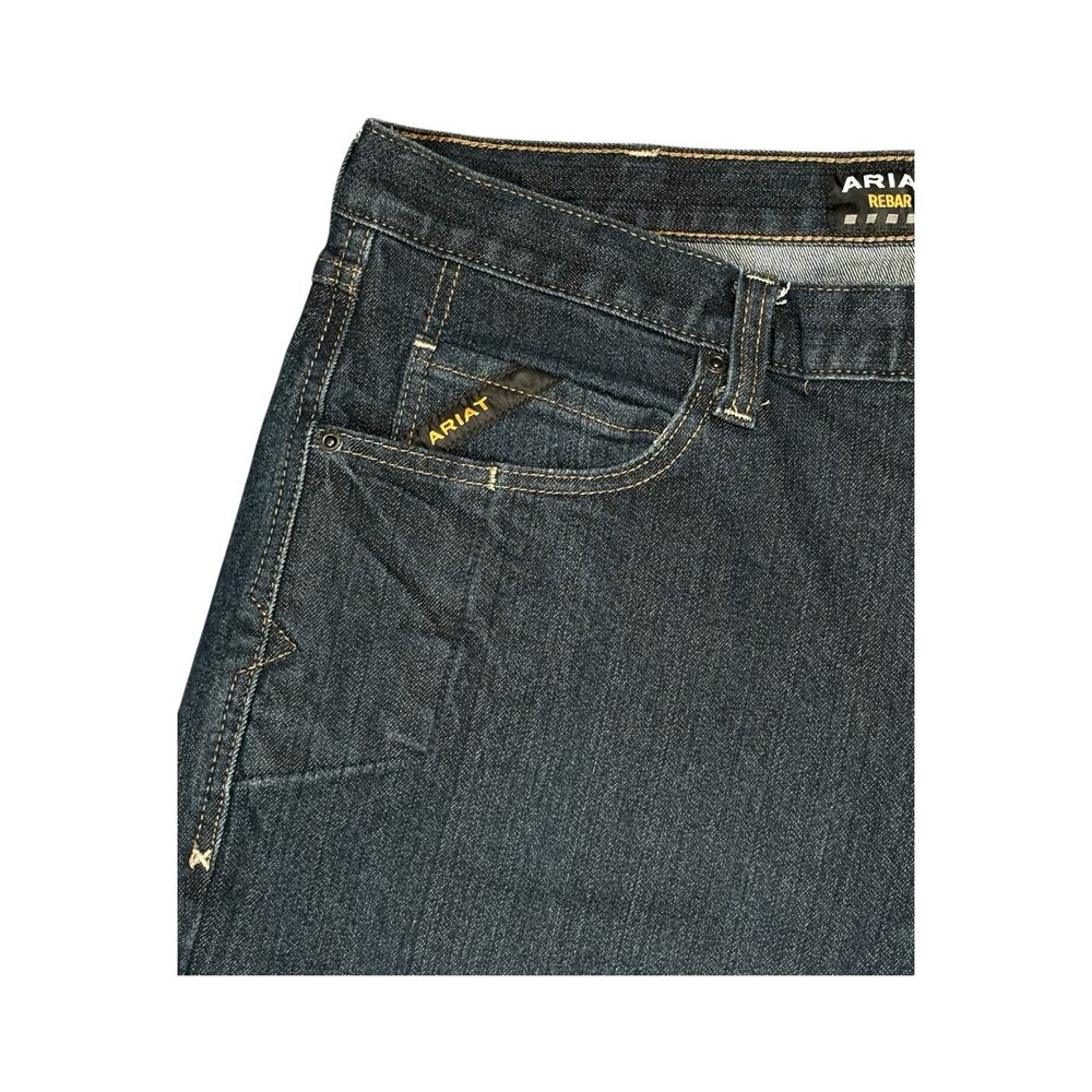 Ariat Rebar M5 Durastretch Stackable Straight Leg Jeans Men's 40 Blue Cowboy - Picture 2 of 9
